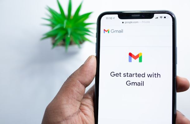 A smartphone getting started with Gmail.