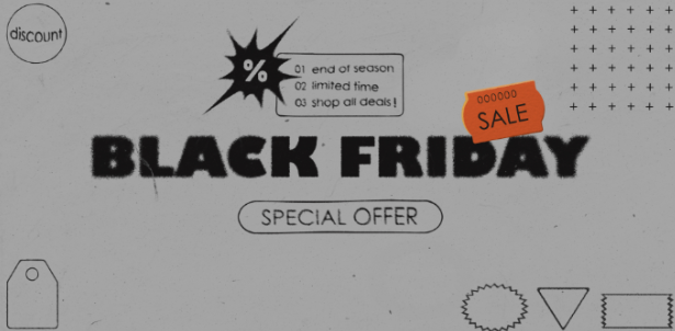 black friday sale banner promoting limited-time special offers and discounts